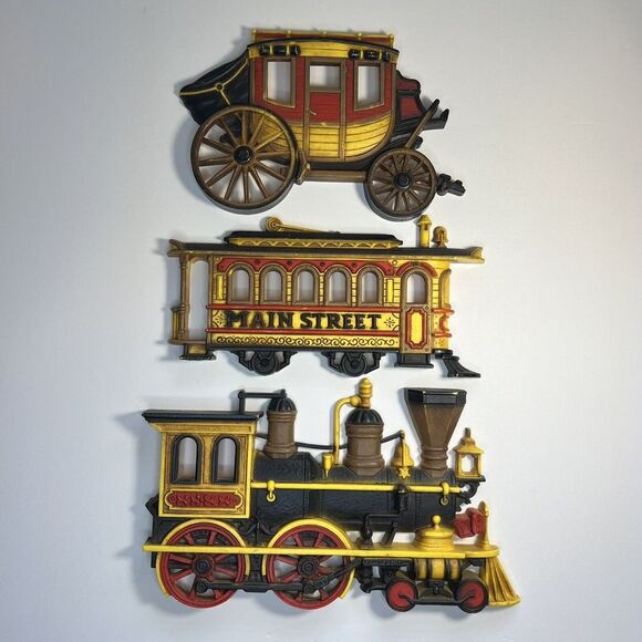 Homco Other - Vintage 1975 Train Trolley and Stage Coach Set Wall Decor USA Home Interior MCM